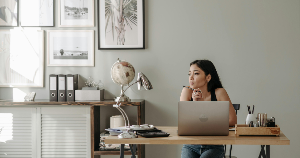 Woman thinking to apply for a Mr. Cash online loan